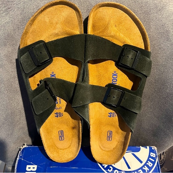 Birkenstock Men’s Arizona Black Sandals Soft Footbed Suede Leather Size 13 US - Picture 1 of 15